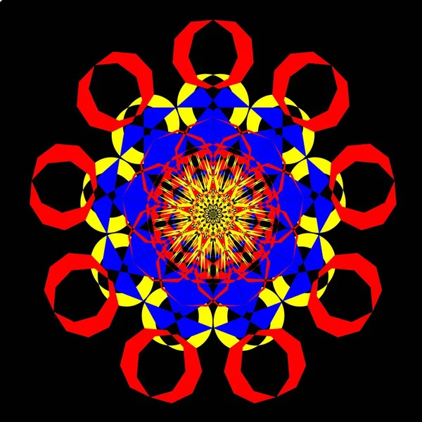 Kırmızı mavi çiçek mandala klonlama şekli geometrik şekil ikonu tasarımı grafiği