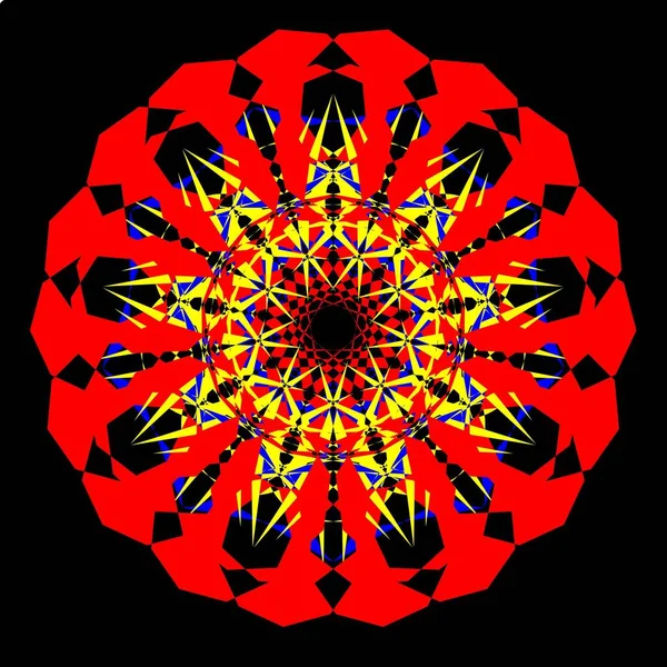 Kırmızı mavi çiçek mandala klonlama şekli geometrik şekil ikonu tasarımı grafiği