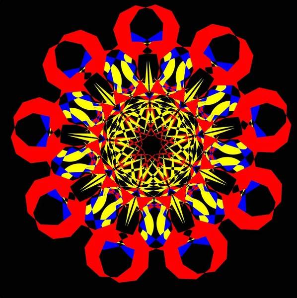 Kırmızı mavi çiçek mandala klonlama şekli geometrik şekil ikonu tasarımı grafiği