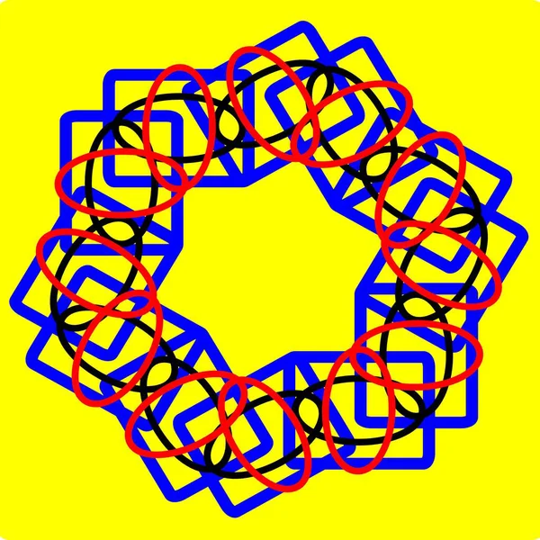 Kırmızı mavi çiçek mandala klonlama şekli geometrik şekil ikonu tasarımı grafiği