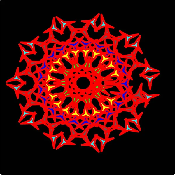 Kırmızı mavi çiçek mandala klonlama şekli geometrik şekil ikonu tasarımı grafiği