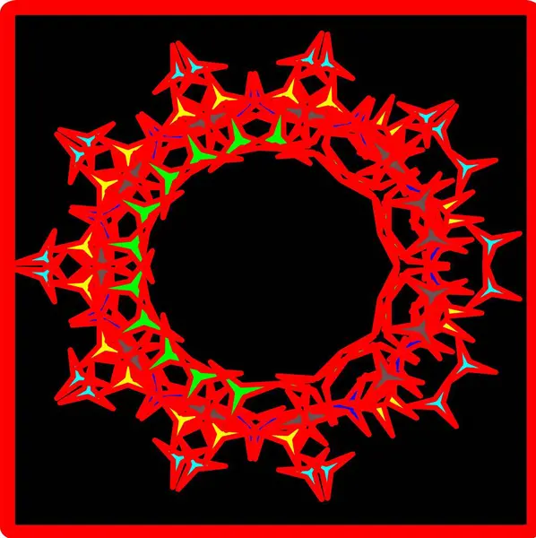 Kırmızı mavi çiçek mandala klonlama şekli geometrik şekil ikonu tasarımı grafiği