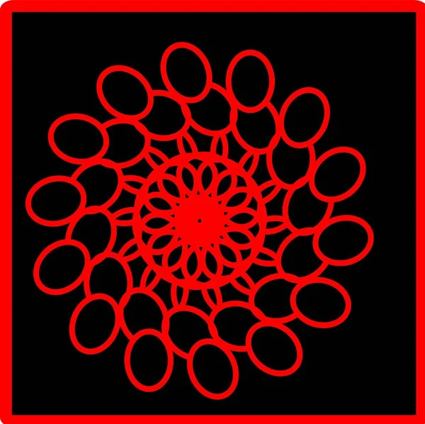 Kırmızı mavi çiçek mandala klonlama şekli geometrik şekil ikonu tasarımı grafiği