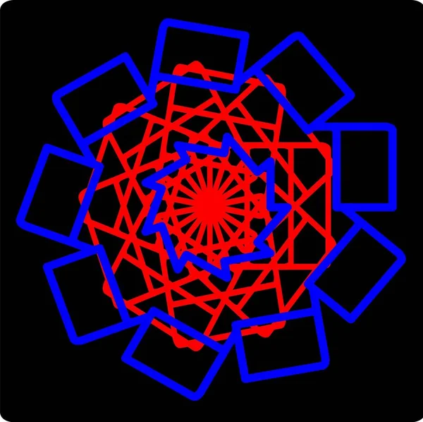 Kırmızı mavi çiçek mandala klonlama şekli geometrik şekil ikonu tasarımı grafiği