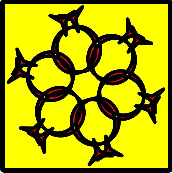 Kırmızı mavi çiçek mandala klonlama şekli geometrik şekil ikonu tasarımı grafiği