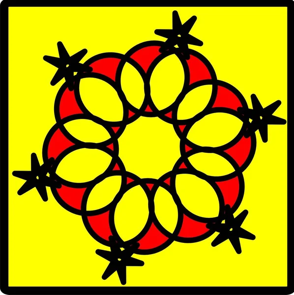 Ilustración Vector Gráfico Rojo Azul Amarillo Flor Mandala Clon Patrón — Archivo Imágenes Vectoriales