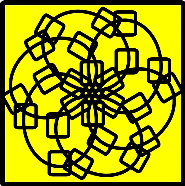 Ilustracja Wektor Grafika Czerwony Niebieski Żółty Kwiat Mandala Klon Wzór — Wektor stockowy