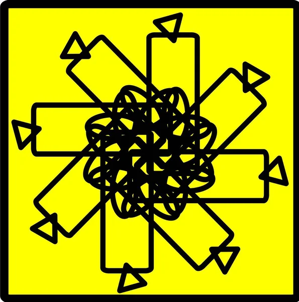 Ilustracja Wektor Grafika Czerwony Niebieski Żółty Kwiat Mandala Klon Wzór — Wektor stockowy