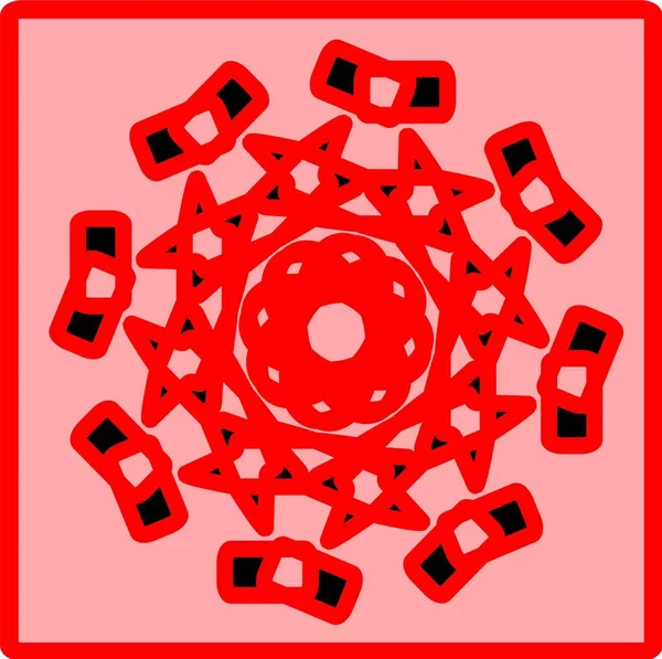 Kırmızı mavi çiçek mandala klonlama şekli geometrik şekil ikonu tasarımı grafiği