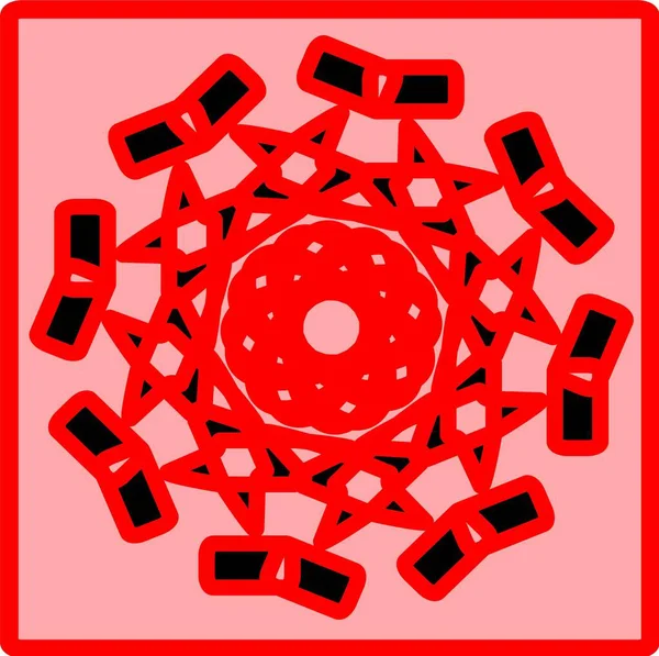 Kırmızı mavi çiçek mandala klonlama şekli geometrik şekil ikonu tasarımı grafiği