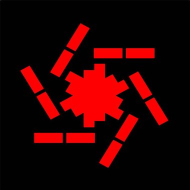 Kırmızı mavi çiçek mandala klonlama şekli geometrik şekil ikonu tasarımı grafiği