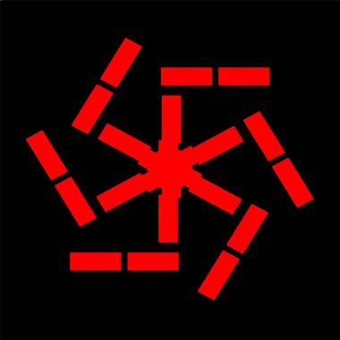 Kırmızı mavi çiçek mandala klonlama şekli geometrik şekil ikonu tasarımı grafiği