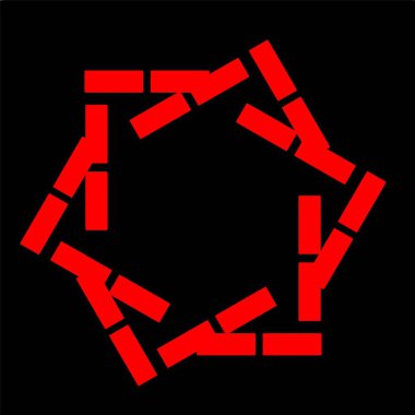 Kırmızı mavi çiçek mandala klonlama şekli geometrik şekil ikonu tasarımı grafiği