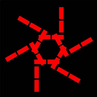 Kırmızı mavi çiçek mandala klonlama şekli geometrik şekil ikonu tasarımı grafiği