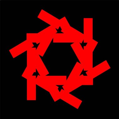 Kırmızı mavi çiçek mandala klonlama şekli geometrik şekil ikonu tasarımı grafiği