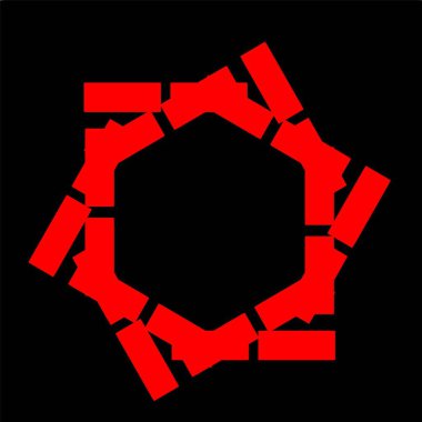 Kırmızı mavi çiçek mandala klonlama şekli geometrik şekil ikonu tasarımı grafiği