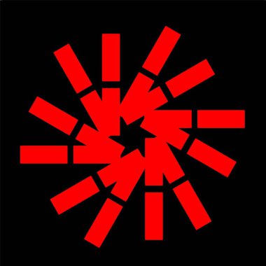 Kırmızı mavi çiçek mandala klonlama şekli geometrik şekil ikonu tasarımı grafiği