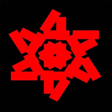 Kırmızı mavi çiçek mandala klonlama şekli geometrik şekil ikonu tasarımı grafiği