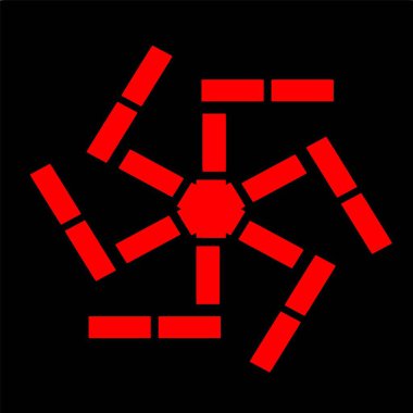 Kırmızı mavi çiçek mandala klonlama şekli geometrik şekil ikonu tasarımı grafiği