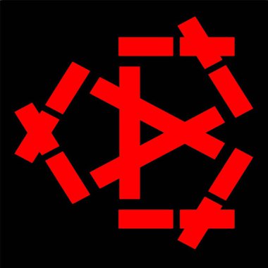 Kırmızı mavi çiçek mandala klonlama şekli geometrik şekil ikonu tasarımı grafiği