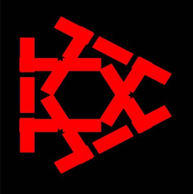 Kırmızı mavi çiçek mandala klonlama şekli geometrik şekil ikonu tasarımı grafiği