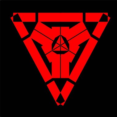 Kırmızı mavi çiçek mandala klonlama şekli geometrik şekil ikonu tasarımı grafiği