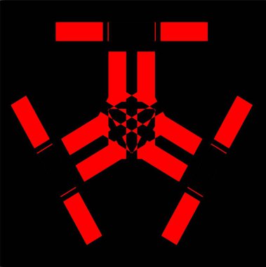 Kırmızı mavi çiçek mandala klonlama şekli geometrik şekil ikonu tasarımı grafiği