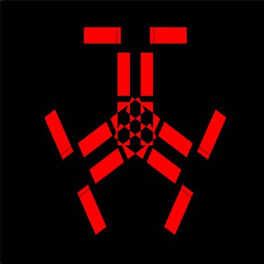 Kırmızı mavi çiçek mandala klonlama şekli geometrik şekil ikonu tasarımı grafiği