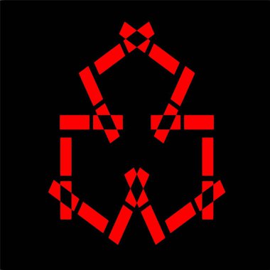 Kırmızı mavi çiçek mandala klonlama şekli geometrik şekil ikonu tasarımı grafiği