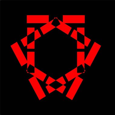 Kırmızı mavi çiçek mandala klonlama şekli geometrik şekil ikonu tasarımı grafiği