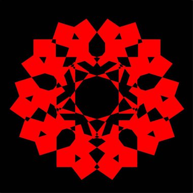 Kırmızı mavi çiçek mandala klonlama şekli geometrik şekil ikonu tasarımı grafiği