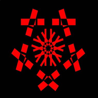 Kırmızı mavi çiçek mandala klonlama şekli geometrik şekil ikonu tasarımı grafiği