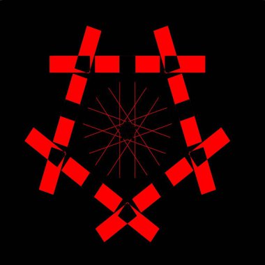 Kırmızı mavi çiçek mandala klonlama şekli geometrik şekil ikonu tasarımı grafiği