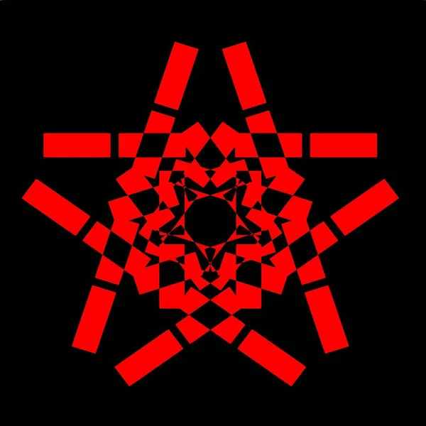 Illustration Vector Graphic Red Blue Yellow Flower Mandala Clone Pattern — Stock Photo, Image