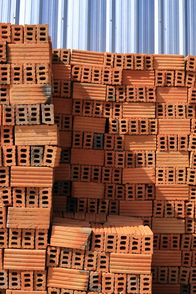 Brick block building material in construction site industry — Stock Photo, Image