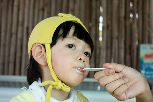 Sevimli çocuk dondurma yeme — Stok fotoğraf