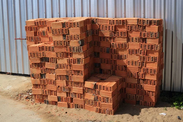 Brick block building material in construction site industry — Stock Photo, Image