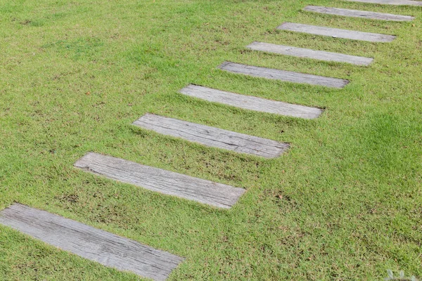Garden path walkway on green grass turf — Stock Photo, Image