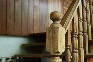 wooden balustrade and banister carve design of staircase