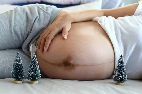 Kobieta Ciąży Koncepcji Wesołych Świąt — Zdjęcie stockowe