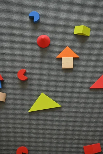 Juguete Geométrico Bloque Madera Colorido Para Niños Jugando Aprender Creatividad —  Fotos de Stock