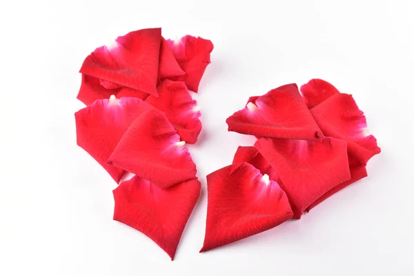 Red Broken Heart Rose Petal Flower Isolated White Background Abstract — 스톡 사진