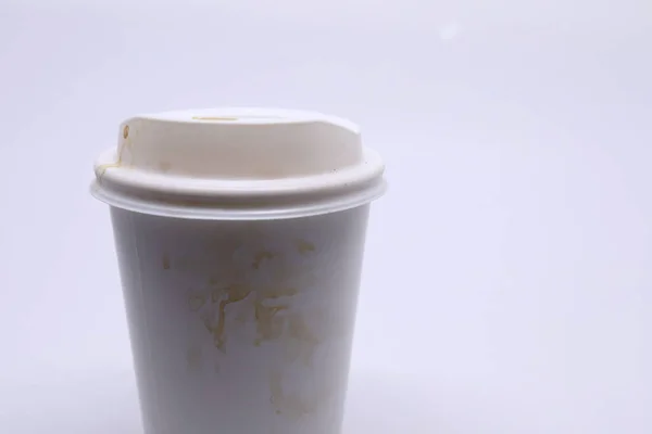 Mancha Marrom Sujo Tirar Copo Para Beber Café Quente Caneca — Fotografia de Stock