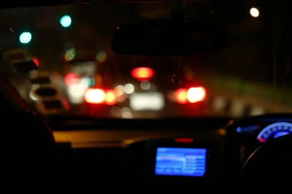 Traffic Jam Night Road Image Blur Light Car City — Stock Photo, Image