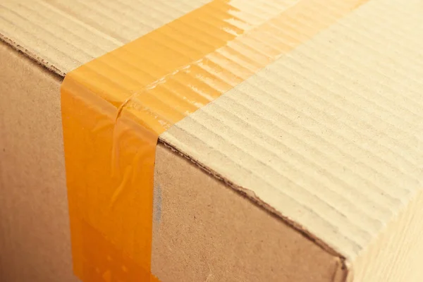 Paquete Caja Papel Cartón Marrón Con Cinta Adhesiva Embalaje —  Fotos de Stock