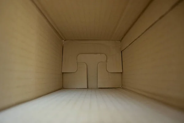 Cartón Caja Papel Marrón Interior Vacío Para Las Mercancías Entrega — Foto de Stock