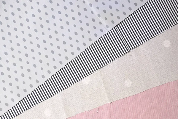 Stoff Mit Streifen Und Punktmuster Aus Textil Hintergrund Aus Abstraktem — Stockfoto