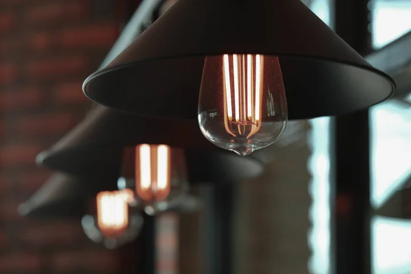 Lampe Lumière Vintage Intérieur Dans Café — Photo