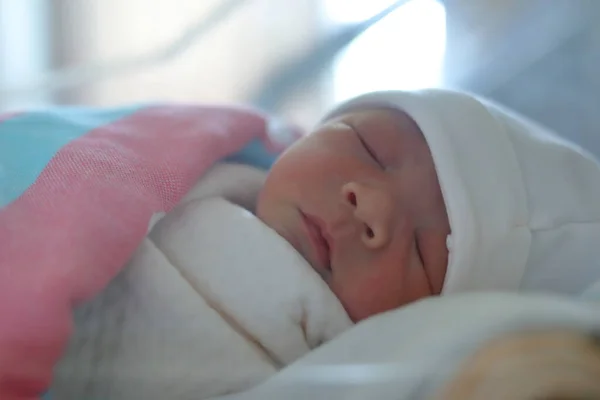 Cute Little Newborn Baby Sleeping Sweet Dream Soft Blanket — Stock Photo, Image