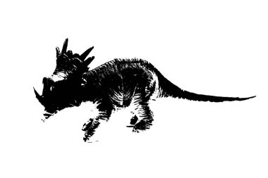 black dinosaur silhouette isolated on white background, model of dinosaurs toys clipart